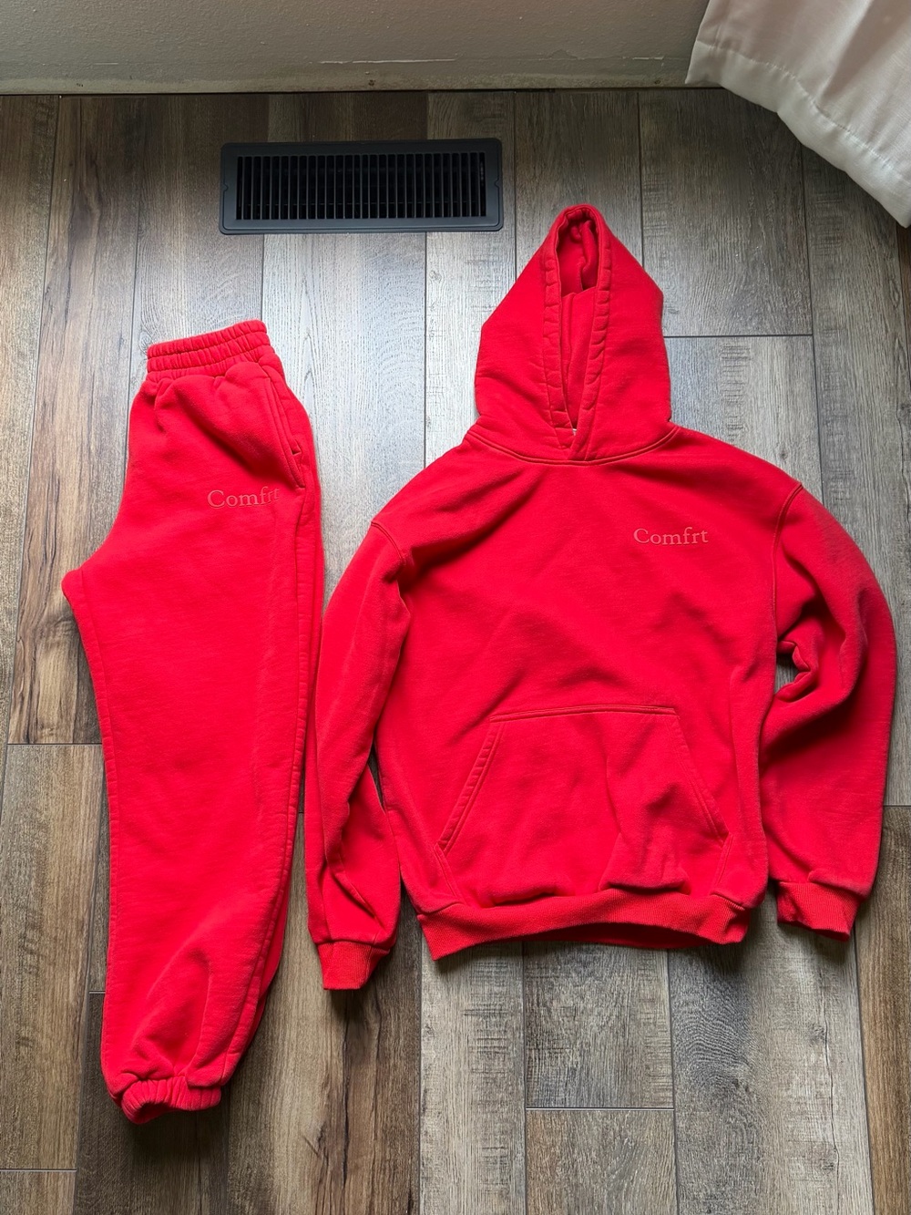 Comfrt Red Hoodie & Sweat Pants Set